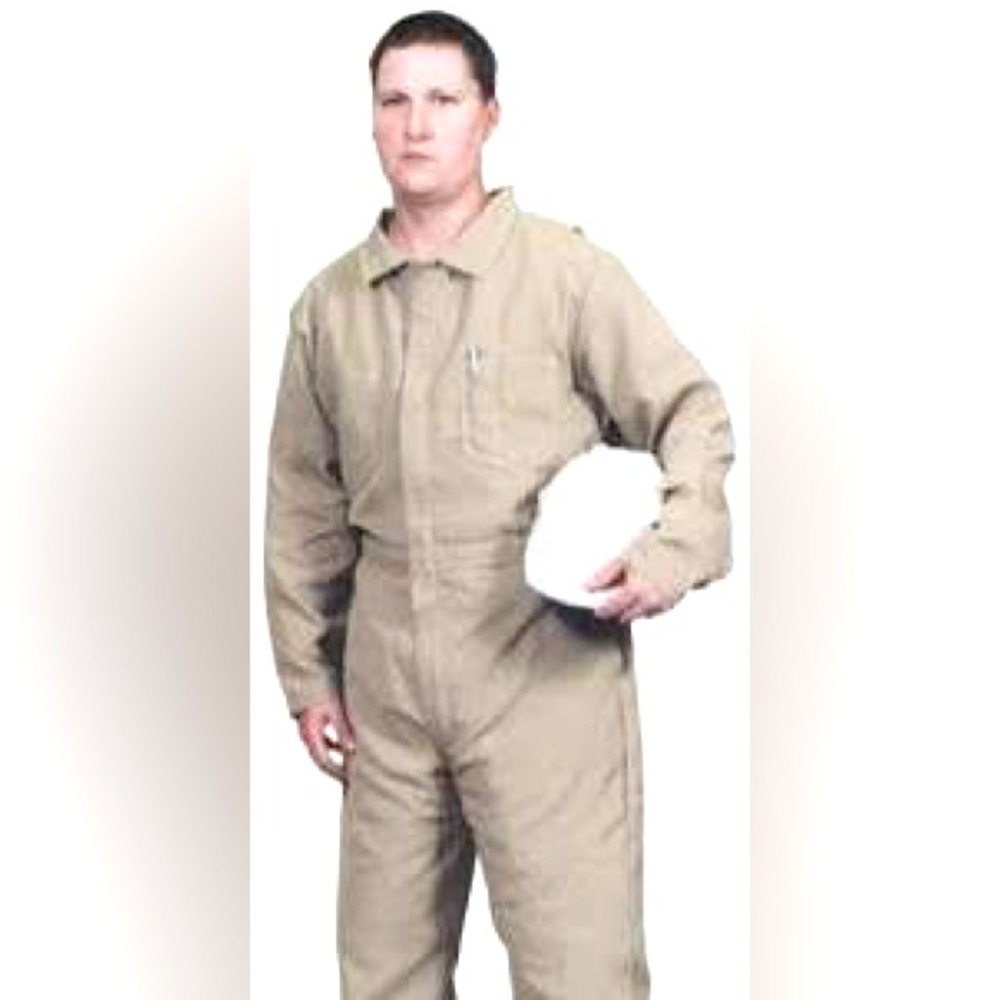 Stanco Safety Products Medium Tan Coveralls With 2-Way Brass Zipper Closure